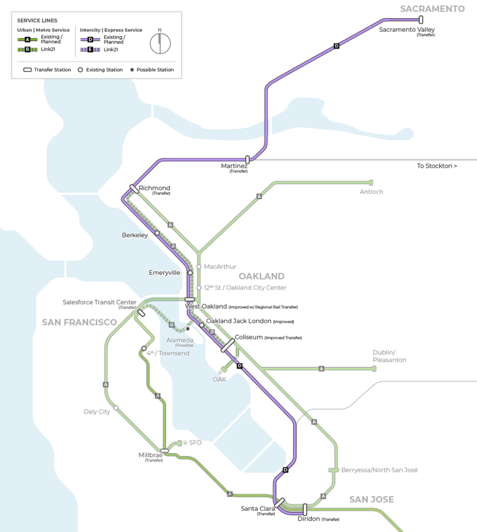 Capitol Corridor Service Map