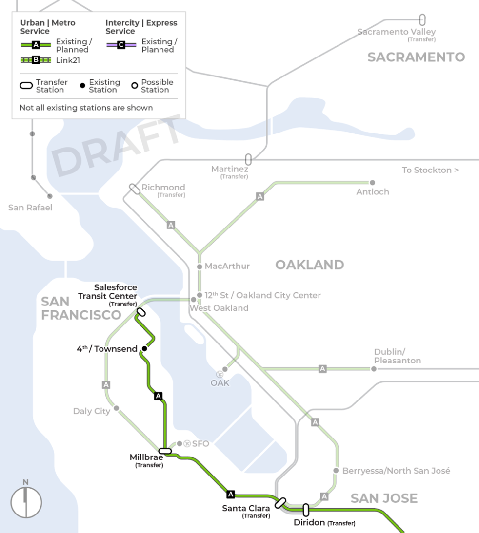 Caltrain Service Map
