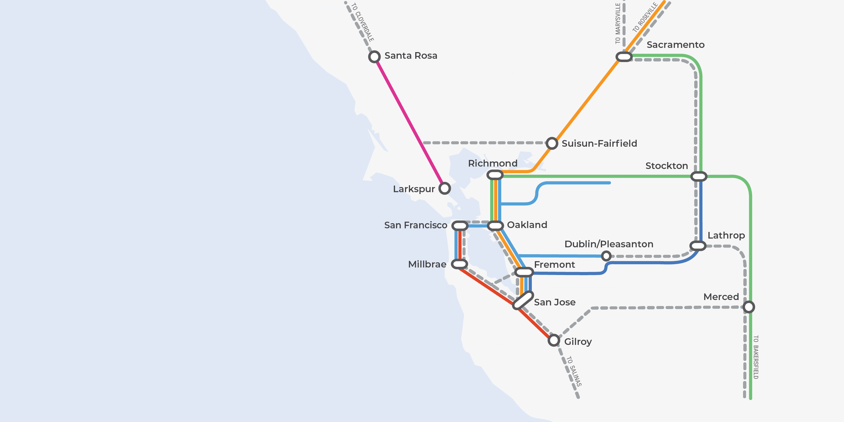 「北加州大都市圈」(Northern California Megaregion) 地圖